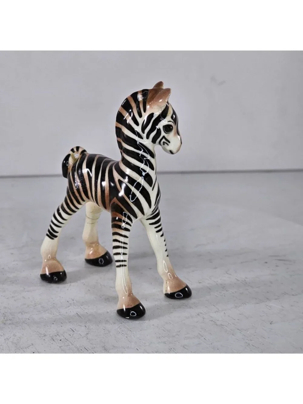 Vintage 1950s Hagen Renaker DW Zebra Baby Figurine Monrovia Ceramic *Repaired*